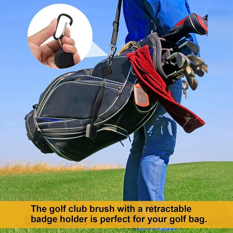 Golf Club Cleaner Kit, Retractable Golf Brush And 2 Golf Club Groove Sharpener For U & V-Grooves, Golf Club Cleaning Kit