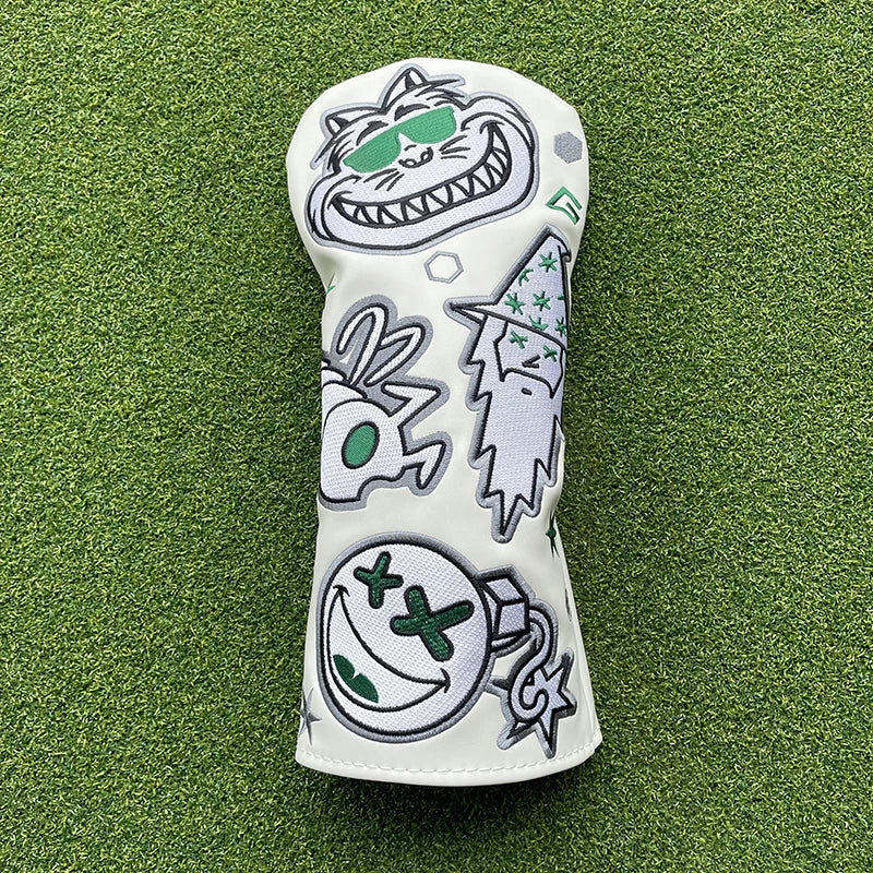 Fashion Bugs Wizard Golf Club Head covers Cute cat Driver Woods Hybrid Waterproof leather Golf club head protective sleeve cover