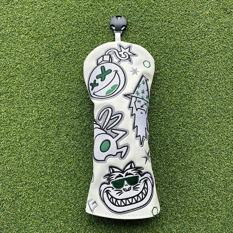 Fashion Bugs Wizard Golf Club Head covers Cute cat Driver Woods Hybrid Waterproof leather Golf club head protective sleeve cover