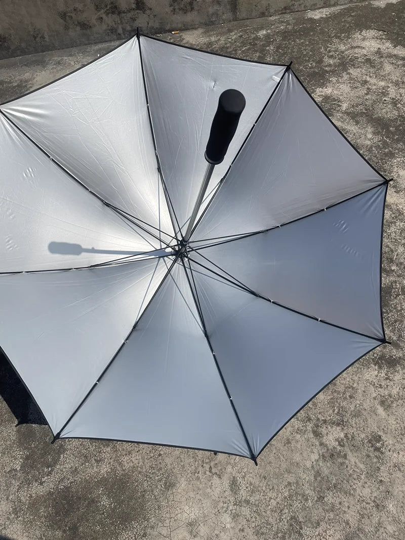 123cm Titanium silver large golf umbrella sun protection UV protection weather protection windproof enlarged ultra light strong